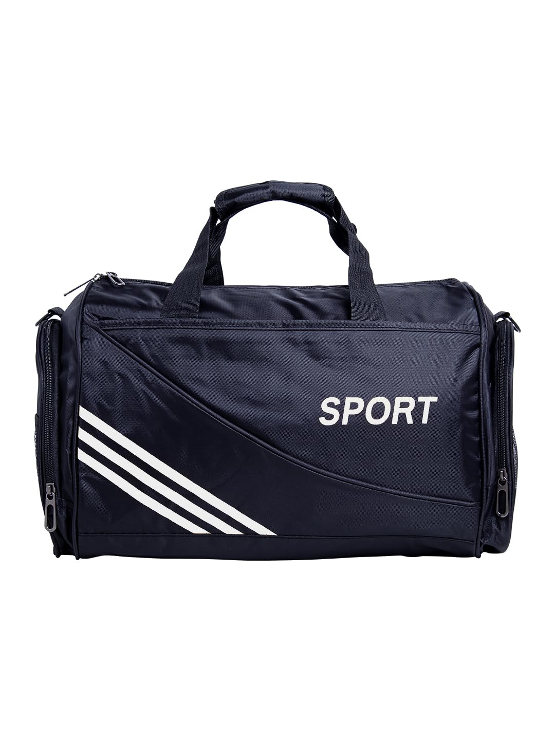 Black Unisex Sports Duffle Bag | Lightweight Polyester Gym & Travel Bag with Shoulder Strap – 46 x 28 x 23 cm (Black & White)-image-31