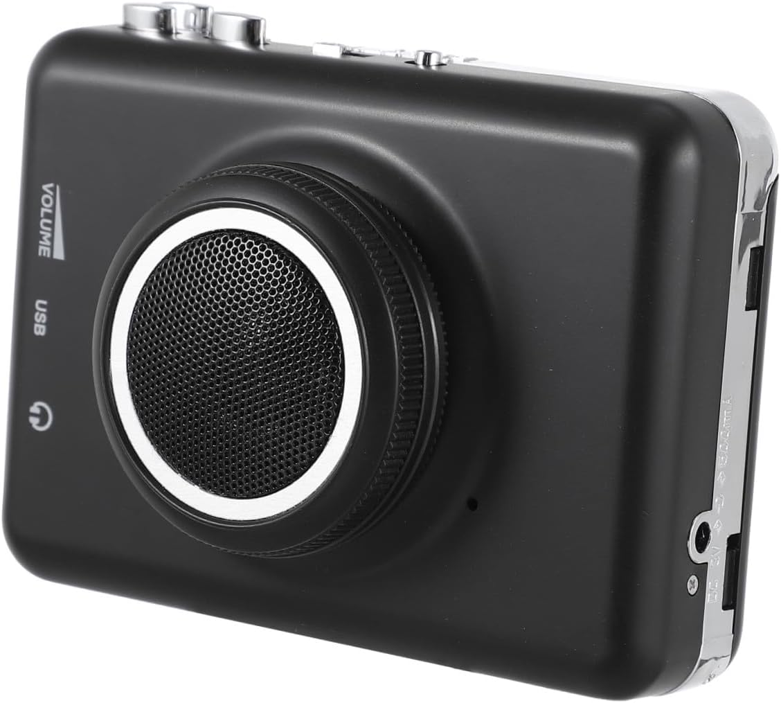 Uonlytech USB Cassette to Converter with Detachable Speaker Player for Digital Music Transfer Audio Capture Compatible Music Devices Black Compact Design