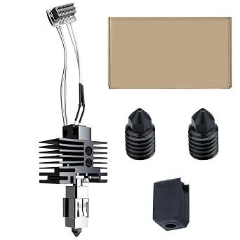 Bamboo Lab P1P, P1S Hotend Kit for P1 Series 3D Printers, Full Assembly Hardened Steel Hot End with Thermistor, Ceramic Heater, 0.4mm Nozzle, 2 Hardened Steel Replacement Nozzles