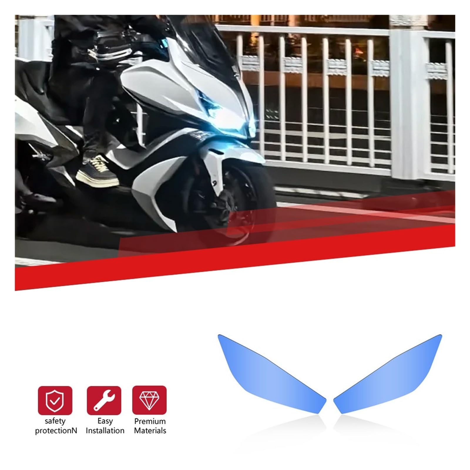 osłona reflektora motocykl Dla KYMCO Xciting S400 Osłona Reflektora Motocykla, Folia Ochronna Zmieniająca Kolor, Soczewka Reflektora metalowy retro grill(Yellow)