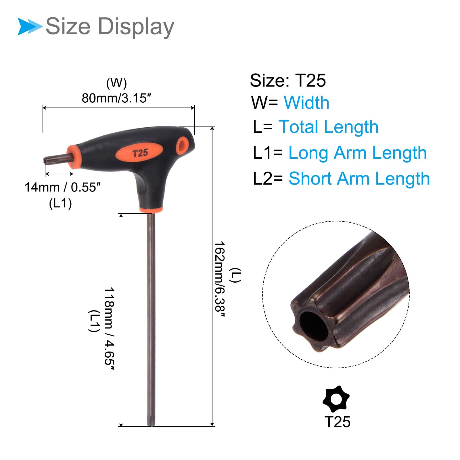 CoCud Tamper Proof Torx Key, T25 Torx, S2 Steel T-Handle Star Wrench Red - Image 2