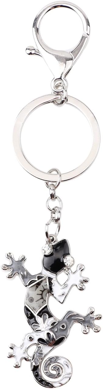 BONSNY Enamel Metal Gecko Lizard Key Chains For Women Car Purse bag Rings Charms Gift image 4