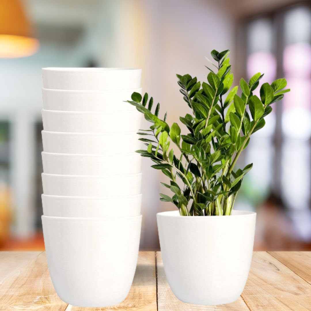 Varshney Gardening White Color Round Cool Pot 5 Inch Table Top Planter Pot (Pack of 5) | Heavy Duty Plastic White Indoor Planter for Home Decor. (B0C9QCX317) Amazon Price History, Amazon Price Tracker