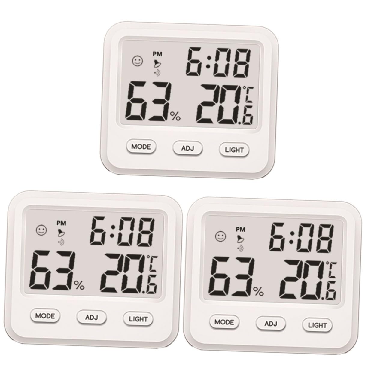 BESPORTBLE 3 Stücke Innen Mit Uhr Hygrometer Baby Home Büro Keine Batterie Weiß Präzise Temp Feuchtigkeit