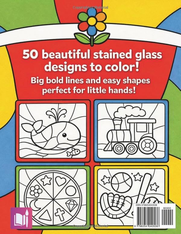 Simple Stained Glass Patterns Coloring Book for Kids image 3