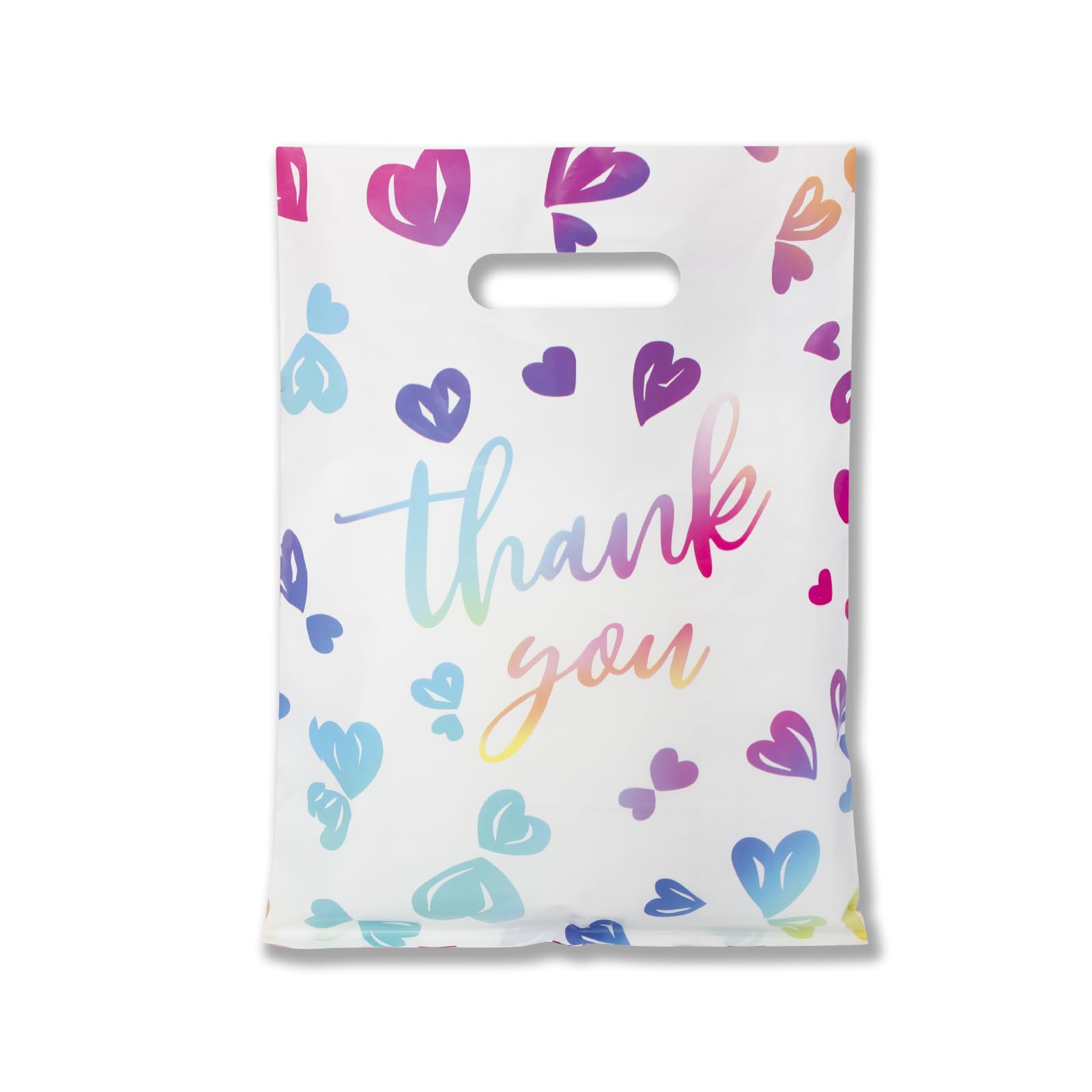 WAKAKO Thank You Bags for Business Small, 2.36Mil Merchandise Shopping Retail Bags for Party Clothes Gift Boutique 50 Pack (25X35cm)