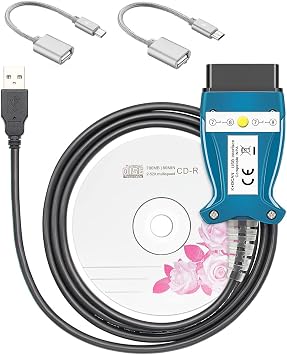 LZLRUN Upgrade Version K+CAN K+DCAN OBD USB Diagnostic Cable - Engine Fault Code Reader for BMW with FT232RL Chip & Switch White PCB Board