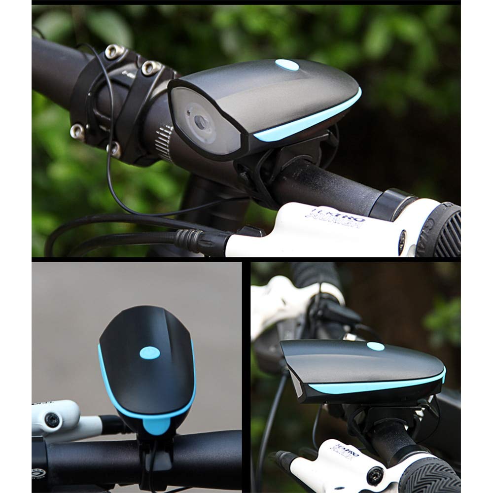 RajoNN Luz para Bicicleta 3 en 1 Luces para Bicicleta Impermeable MTB Bicicleta Bocina Campana Luz LED eléctrica Lámpara Recargable USB Faros Delanteros Luz para Bicicleta