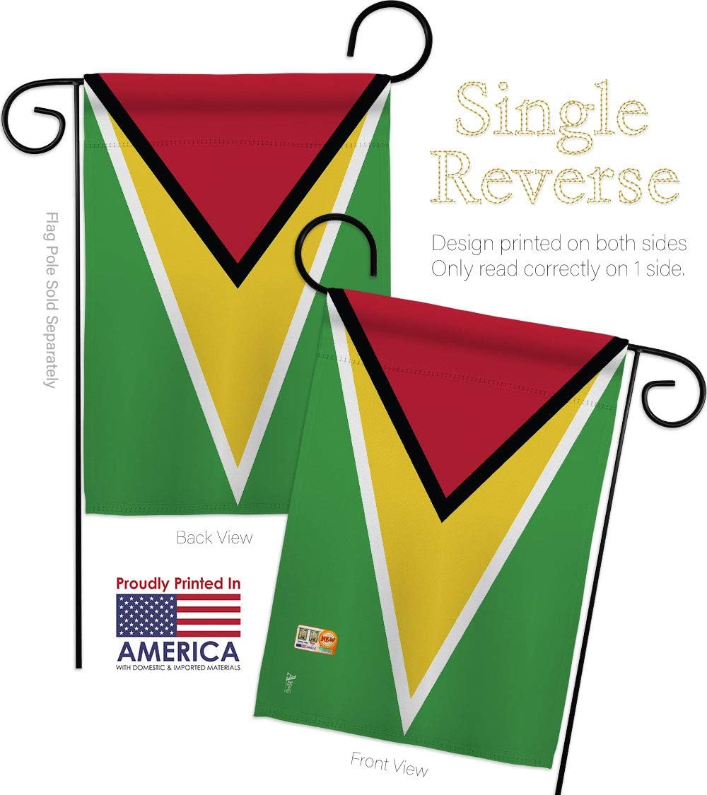 Guyana Garden Flag Set Wall Holder Regional Nationality Nation International World Country Particular Area Small Decorative Gift Yard House Banner Made In USA 13 X 18.5