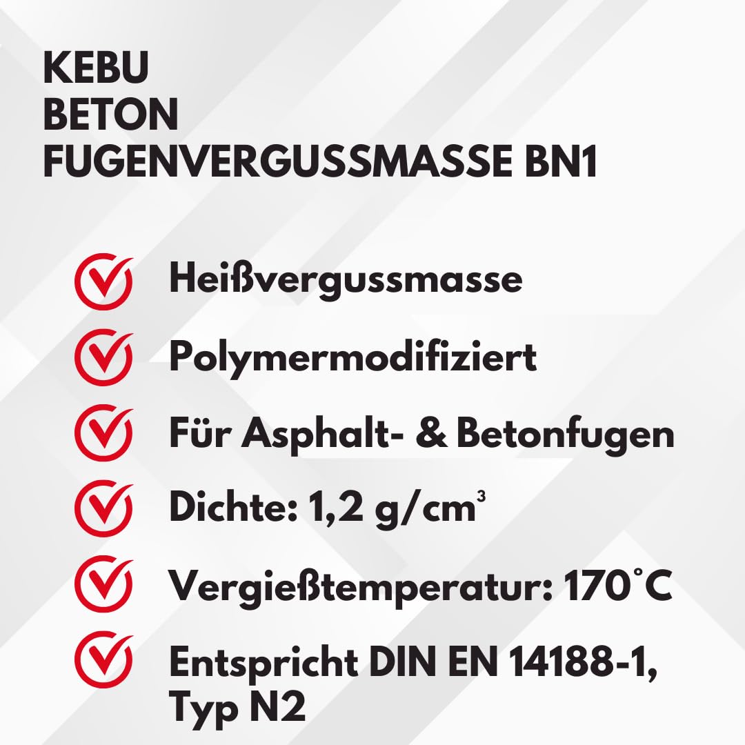 Kebu - Betonfugenvergußmasse BN1,1 Heiß-Vergussmasse Asphalt und Beton 10kg