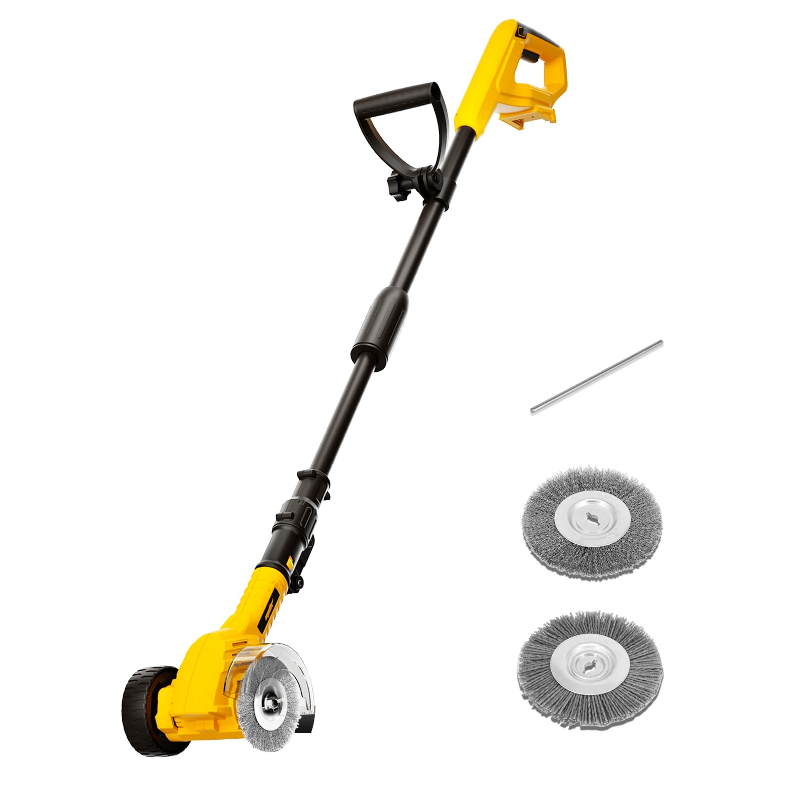 Mellif Electric Crack Weed Sweeper Compatible with Dewalt 18V Battery(Not Included),Cordless Grout Cleaner/Patio Cleaner with1200 RPM&Wire/Nylon Brush,Weed Removal Clears Driveways, Paths, Patios