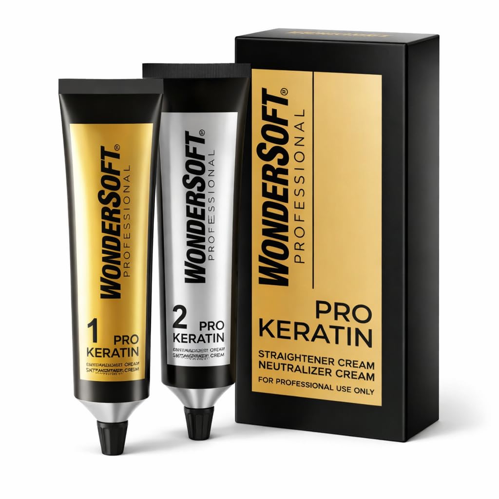 Wondersoft Professional Pro Keratin Hair Straightener Cream, Neutralizer with Keratin, Set of 2-image-49