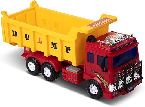 Big Dump Truck Toy para niños juguete de construcción con fricción con equipo pesado de plástico sólido Vehículo juguete y cubo elevador regalo para