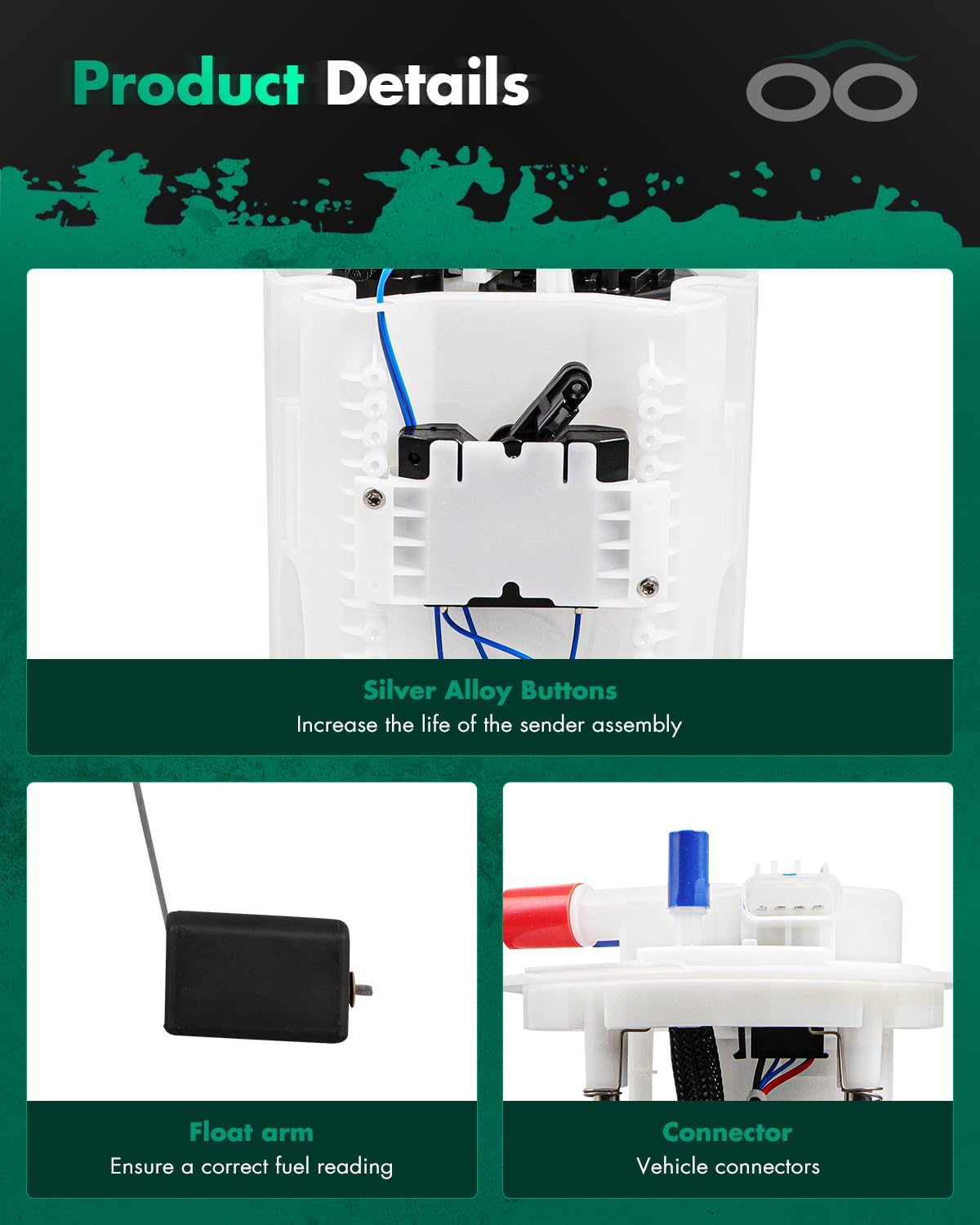 SCITOO Fuel Pump Electrical Assembly High Performance for 2015-2016 for Chrysler 200 2.4L,2013-2016 for Dodge Dart 2.4L,2014-2016 Jeep for Cherokee 2.4L E7280M
