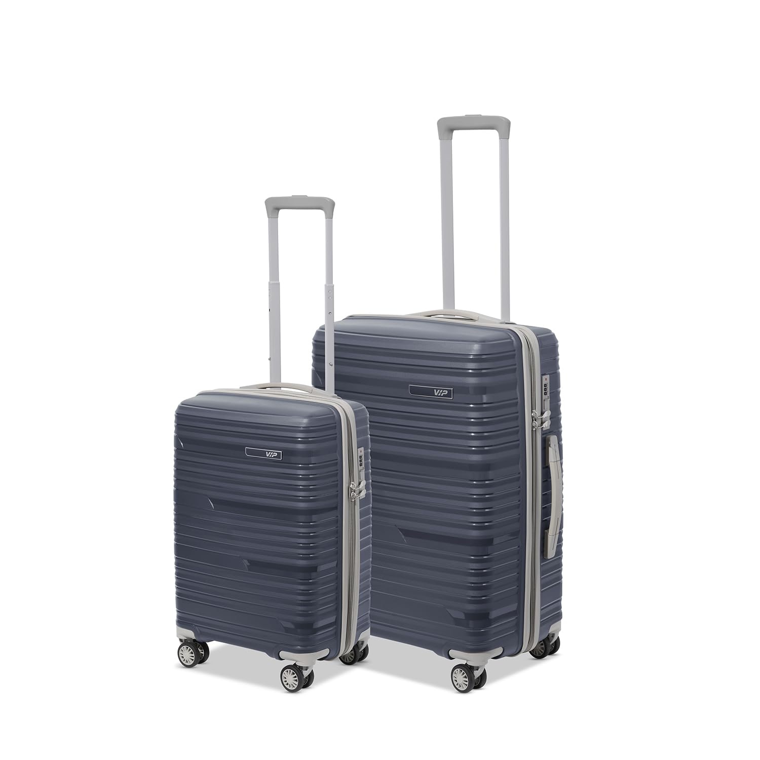 Matrix Set of 2 Trolley Bag 55 & 66cm | Small & Medium | Hard Luggage | 8-Wheel Suitcase for Travel | Flushed Combination Lock with Anti-Theft Zipper | 3 Years International Warranty (Light Grey)-image-42