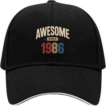 Awesome Since 1986 Birthdy Gifts Baseball Cap Adjustable Dad Hat Trucker Hat for Men Women Black