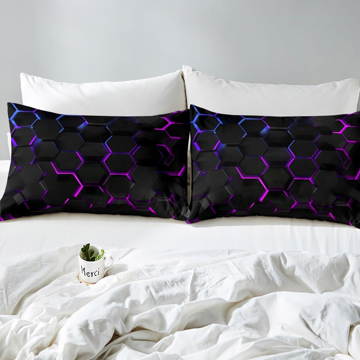 Homewish 3D Hexagonal Black King Duvet Cover - Image 4
