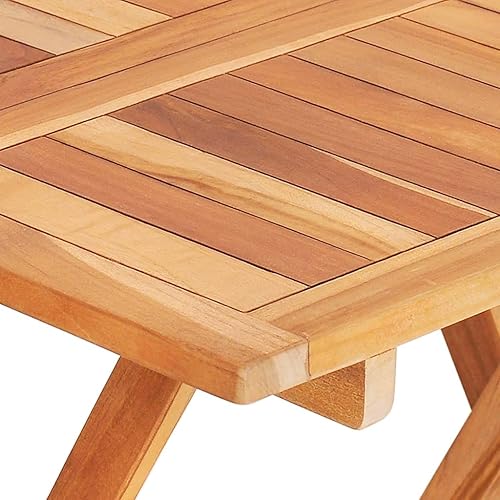 Miniatura 6 de vidaXL Juego de mesa plegable de madera maciza de teca, 3 piezas incluidas, marrón, perfecto para jardín, terraza, patio o comedor interior, juego