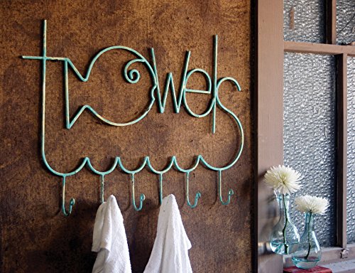Fishy Towel Rack - Antique Turquoise Metal, 30.5 x 20.5 in by Kalalou