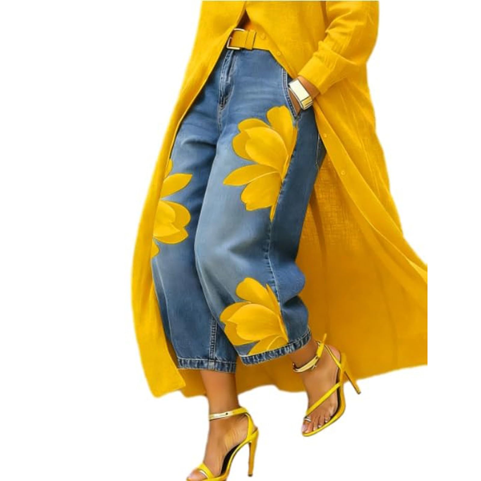 Jeans Donna Vita Alta Elasticizzati Jeans Elasticizzati Leggeri Curvy Pantaloni Baggy Gamba Larga Casual con Tasche Pantaloni Denim Vita Alta Larghi Taglie Forti Moda Pants Comodi Y2k Push Up