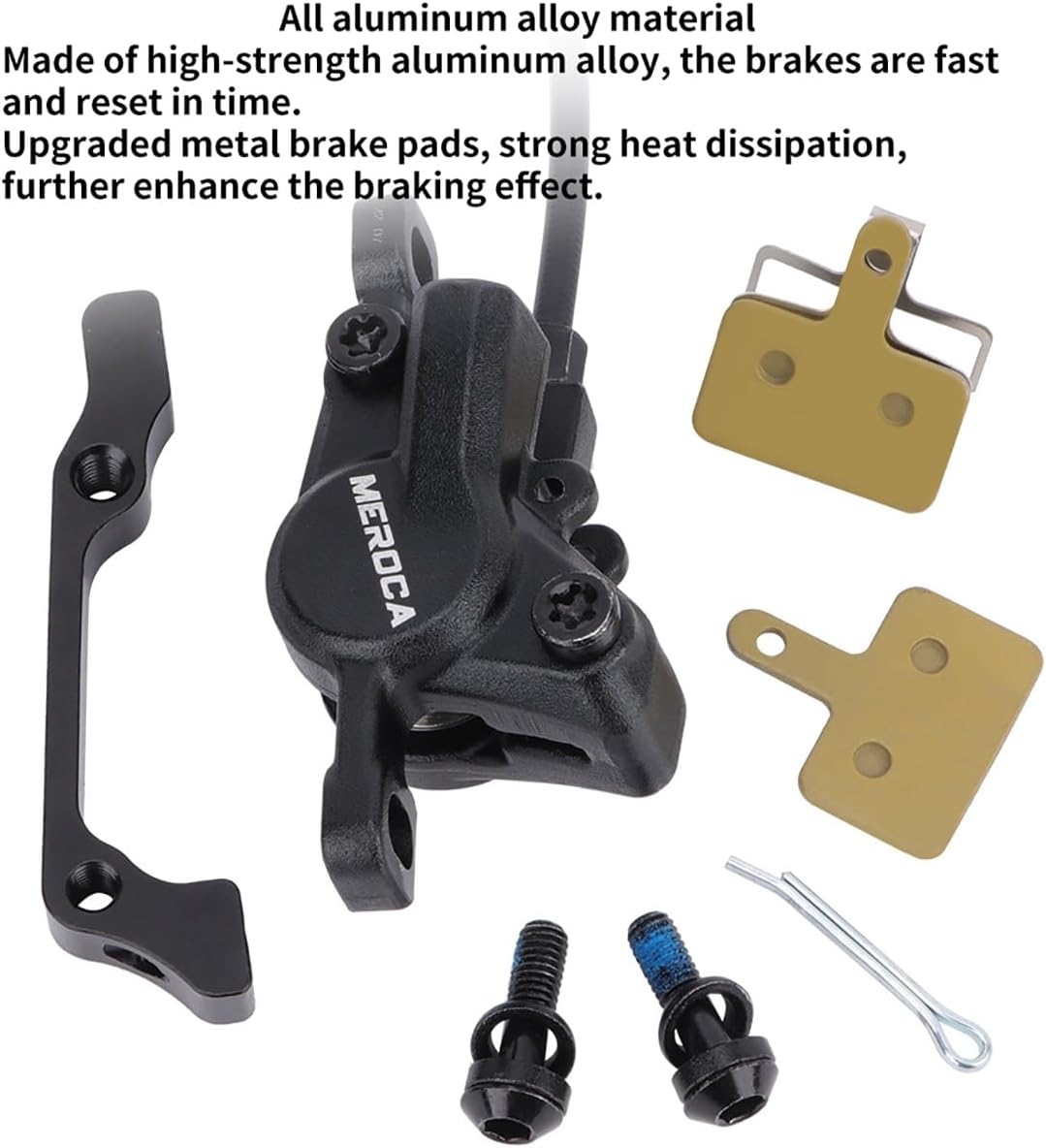 E-Bike 2-PIN Hydraulic Disc Brakes Set for 160mm Rotors 2-Pistons Front 800mm Rear 1500mm Hydraulic Brake Lever Included Mounting Adapter