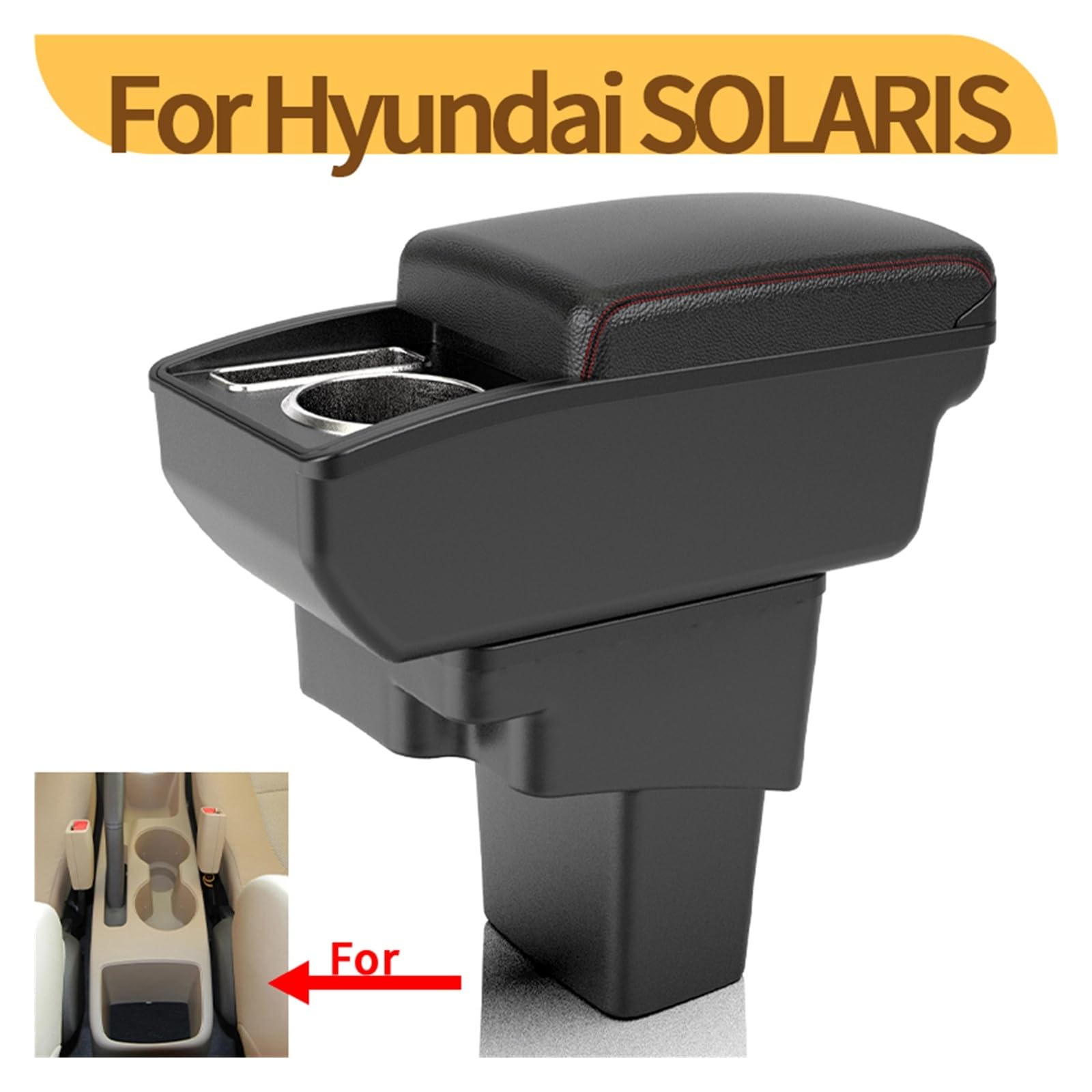 Dla Hyundai Accent RB Solaris Verna podłokietnik ze schowkiem z portem USB środkowy schowek na deskę rozdzielczą 2011-2016 akcesoria samochodowe(A2 Black line NO USB)