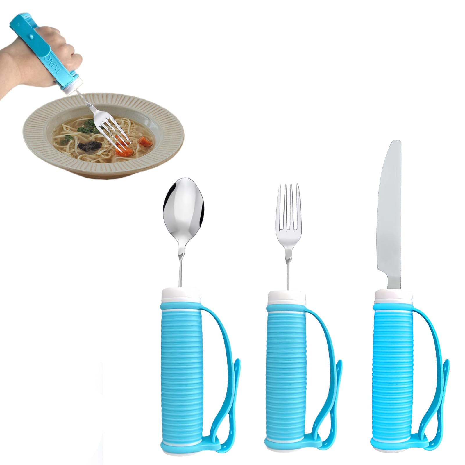 Amazon.co.jp: DEEYOTA 食器 高齢者用 自助サポートスプーン 食用補助
