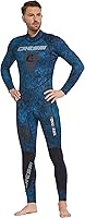 Cressi Tokugawa 3mm One-Piece Spearfishing Freediving Wetsuit - Camo, Chest Pad, Knee Protection, Anatomical Fit, Italian Design