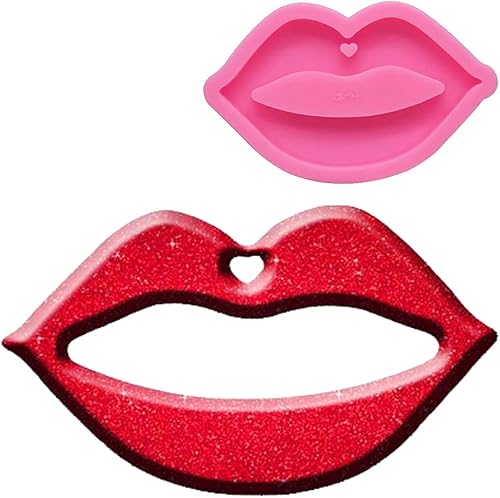 Miniatura 4 de 3 moldes de gel de sílice para labios, forma de boca, moldes de resina epoxi con agujero para decoración de llavero, colgante, bricolaje,