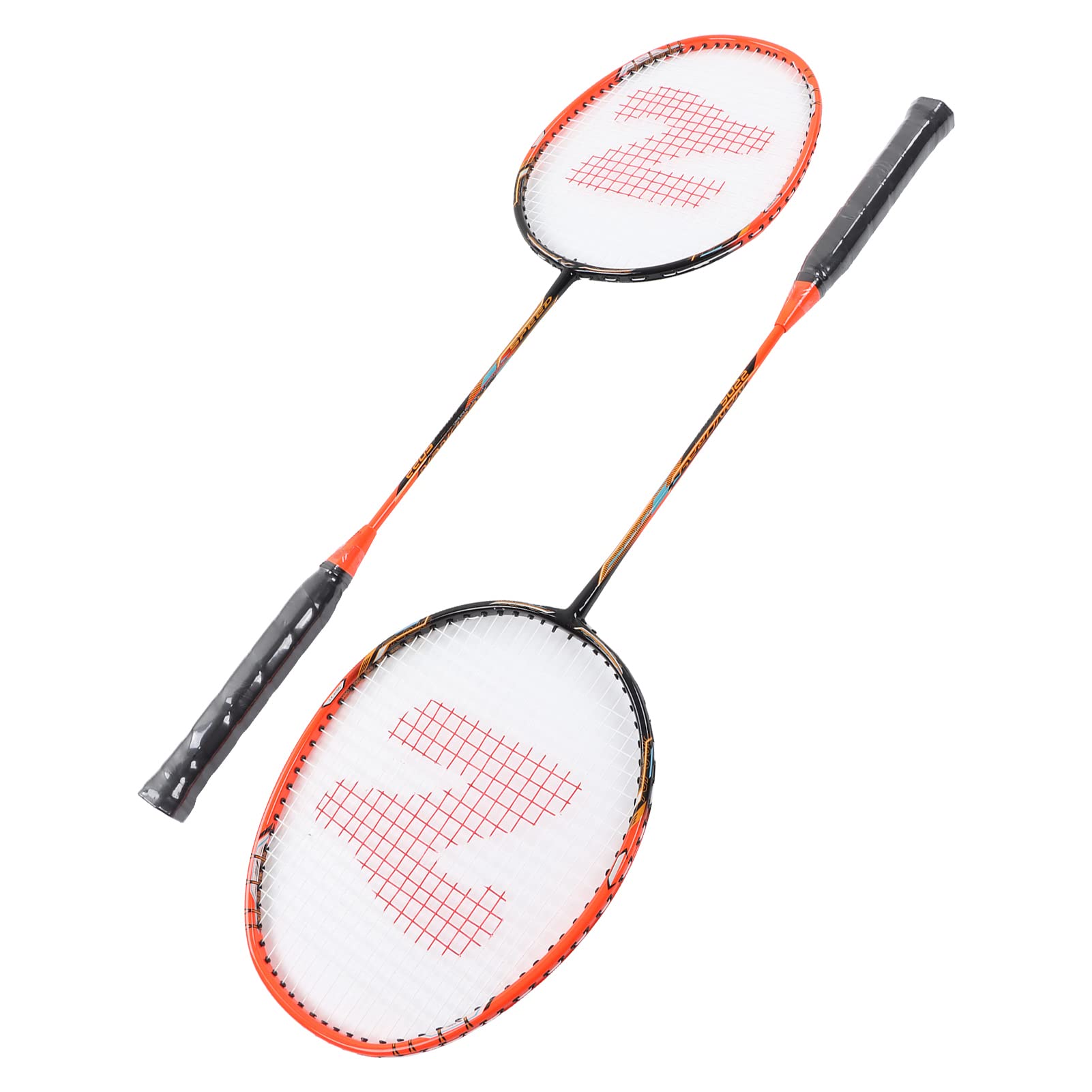 Racchetta da badminton in lega di carbonio, leggera, potente, set doppio per competizioni di allenamento, arancione, 66 cm