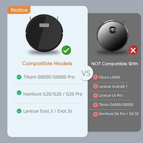 Miniatura 2 de Piezas de repuesto compatibles con Tikom G8000, G8000 Pro, Honiture G20, G20 Pro, Laresar Evol 3, Evol 3s aspiradora robótica, 2 cepillos
