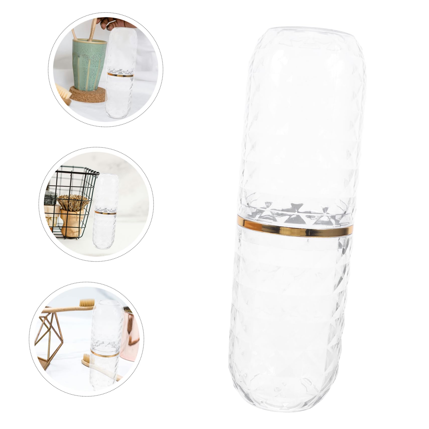 5 Piezas Estuche Portátil para Cepillo de Dientes con Doble Vaso Transparente Compacto y Resistente para Viaje Gimnasio Camping y Almacenamiento Casa