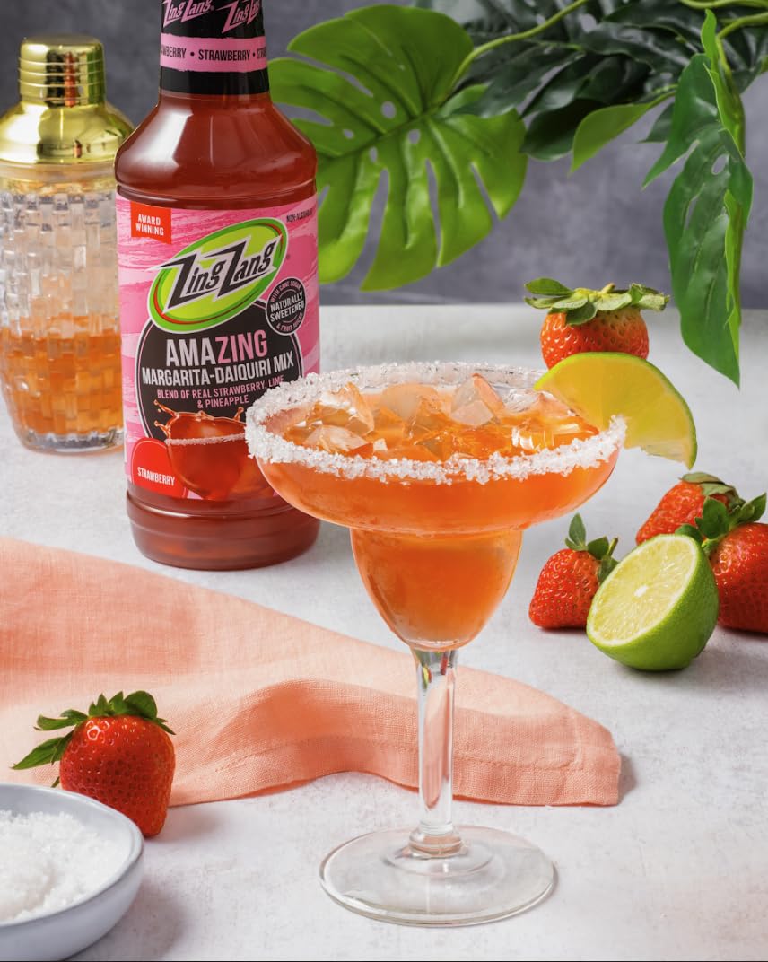 Zing Zang Margarita Mix Variety Pack, Margarita, Strawberry Daiquiri, Mango, Non-Alcoholic Cocktail Mixer, 32 Fl Oz Bottle (Pack of 3)
