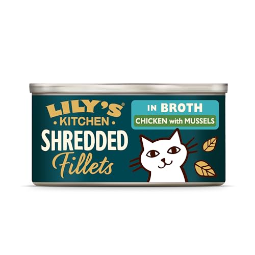Lily's Kitchen Shredded Fillets with Chicken and Mussels - Grain Free Adult Wet Cat Food (24 Tins x 70 g)