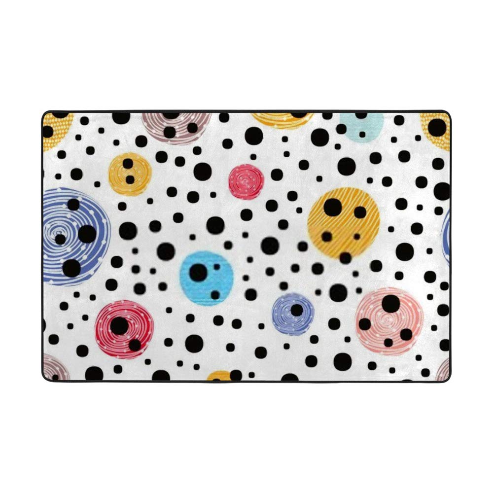 Tapis coloré à pois résistant en velours corail pour salon familial