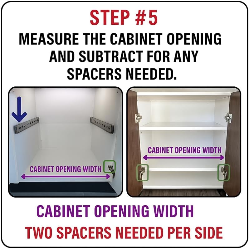 Drawer Slide Spacer Set (4-Pack) – Universal Fit for Face Frame & Frameless Cabinets – Plastic Shim for Side Mount Drawer Slides – Durable & Easy to Install (4-Pack, 1" Inch)