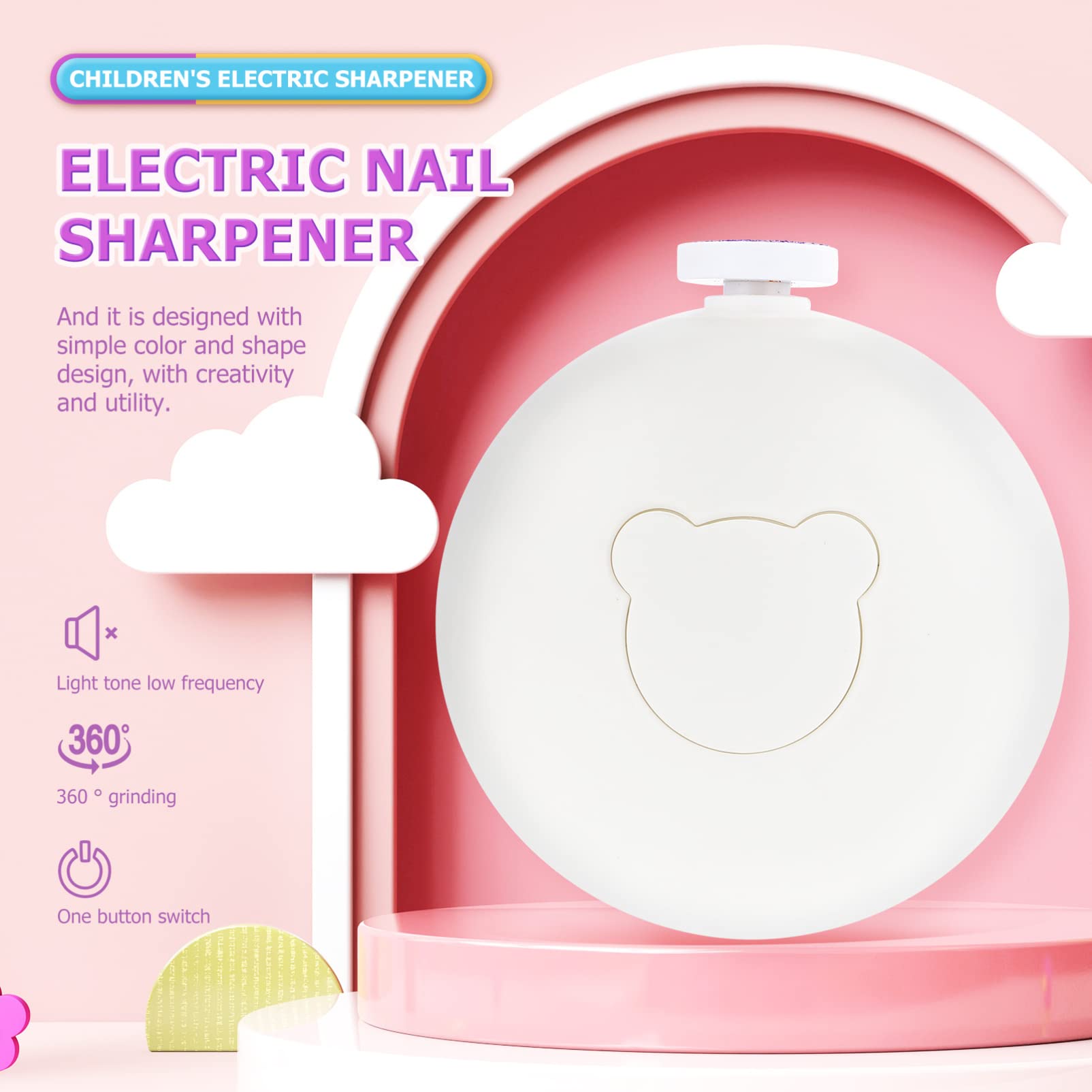 FOMIYES 4sets Elettrico Per Taglio Unghie Per Ragazzo Ragazza e Adulti Trimmer Per Unghie Portatile e Leggero Strumento Di Manicure Sicuro Per Ragazzo Ragazza e Famiglie Con Testine Di