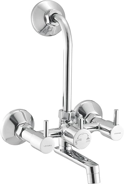 LEVERS TRB-4 Brass Wall Mixer With Provision For Over Head Shower and 125mm Long Bend Pipe