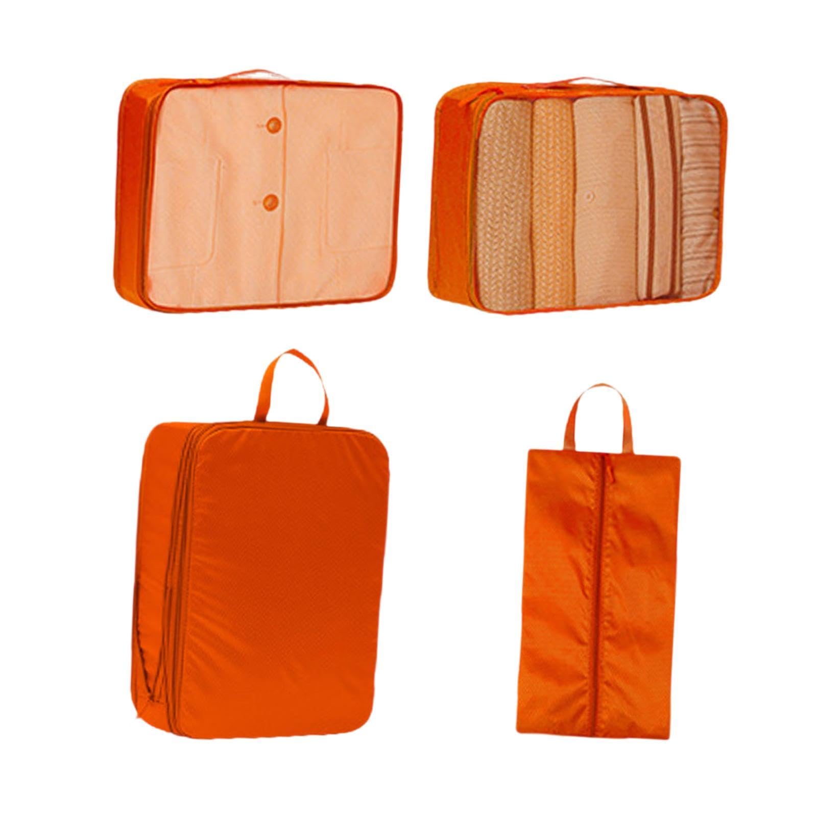 ZOOMELLA 4 Pieces Packing Cubes for Travel Portable for Camping Daily Overnight Stays Orange