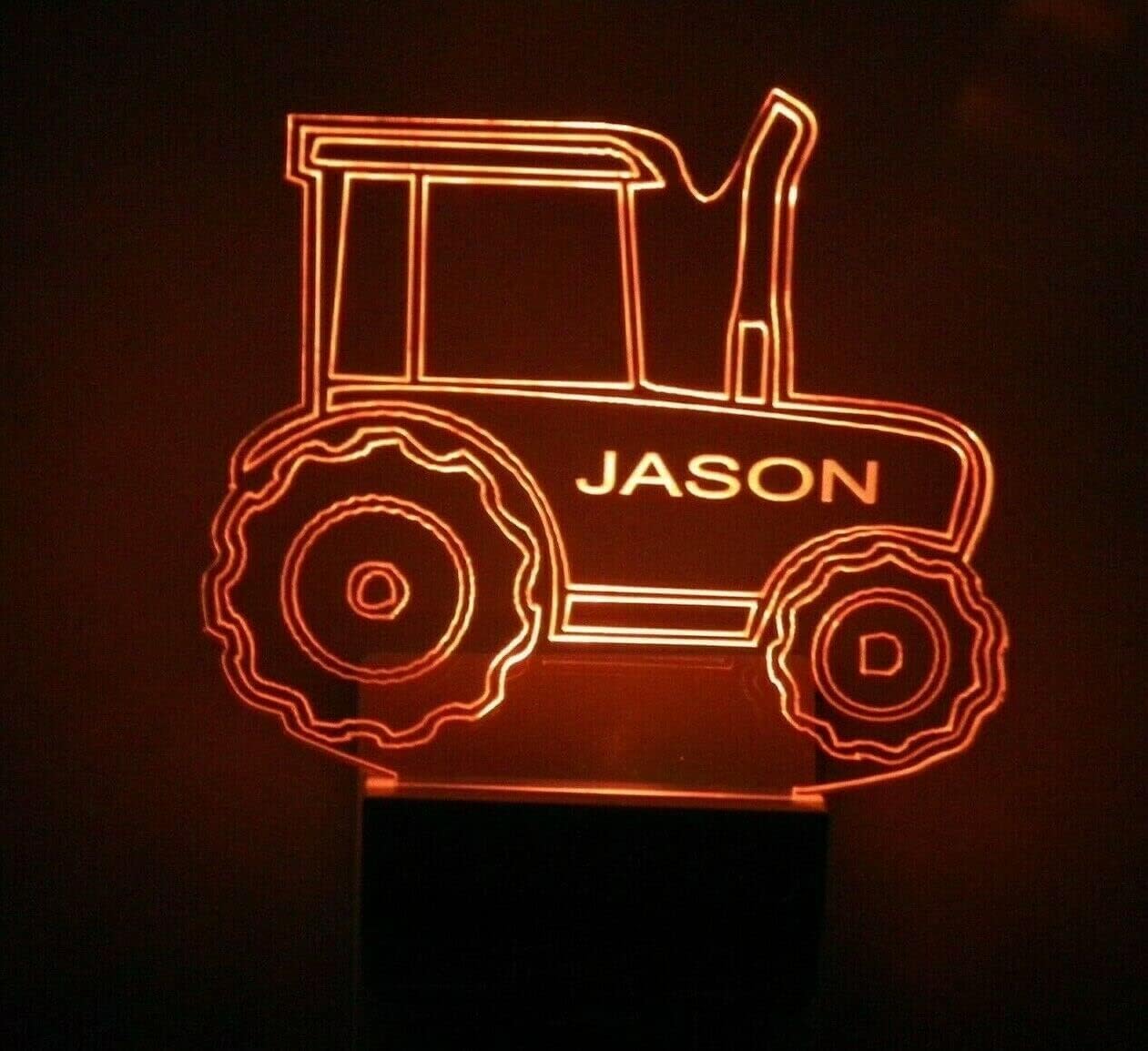 MIRROR MANIA Night Light Multi Color Personalized LED Plug-in, Ultra-Slim Touch Night Light Smart Dusk to Dawn Sensor, Kids Children's Bedroom Kitchen Bathroom Hallway Play Room Variations (Tractor)