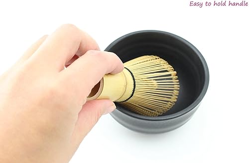 Miniatura 3 de Juego de batidor de matcha - Cepillo + cuenco de cerámica + cuchara, té verde japonés de bambú, juego de 3 piezas