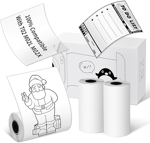 T02 Mini papel térmico para impresora adhesiva, papel blanco no pegajoso M02L, compatible con Memoking, Memoqueen, impresora de bolsillo Phomemo