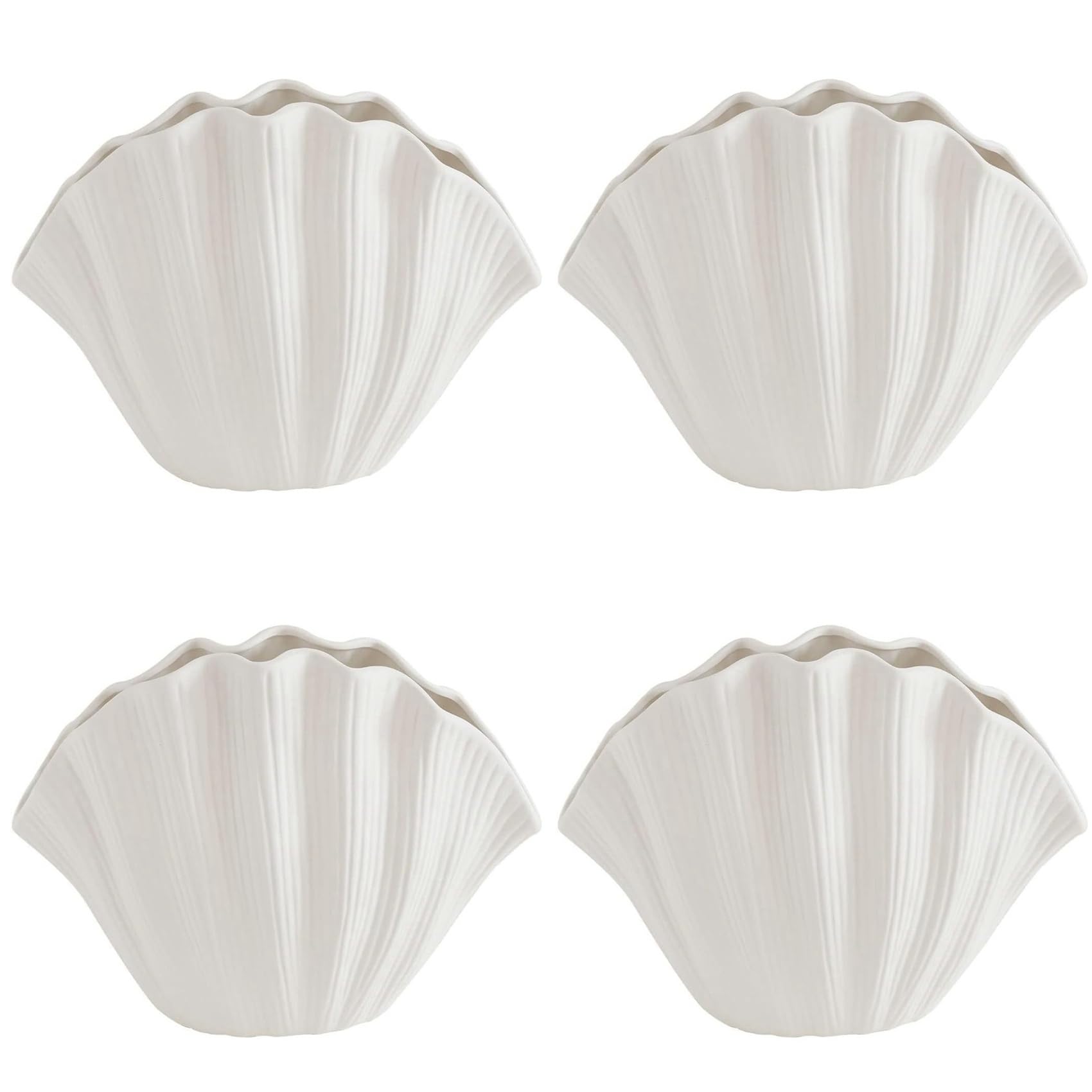 Vjsujehgy 4X Nordic Style Shell Shaped Ceramic Vase Tabletop Artificial Flower Plant Holder Tableware Flower Arrangement A