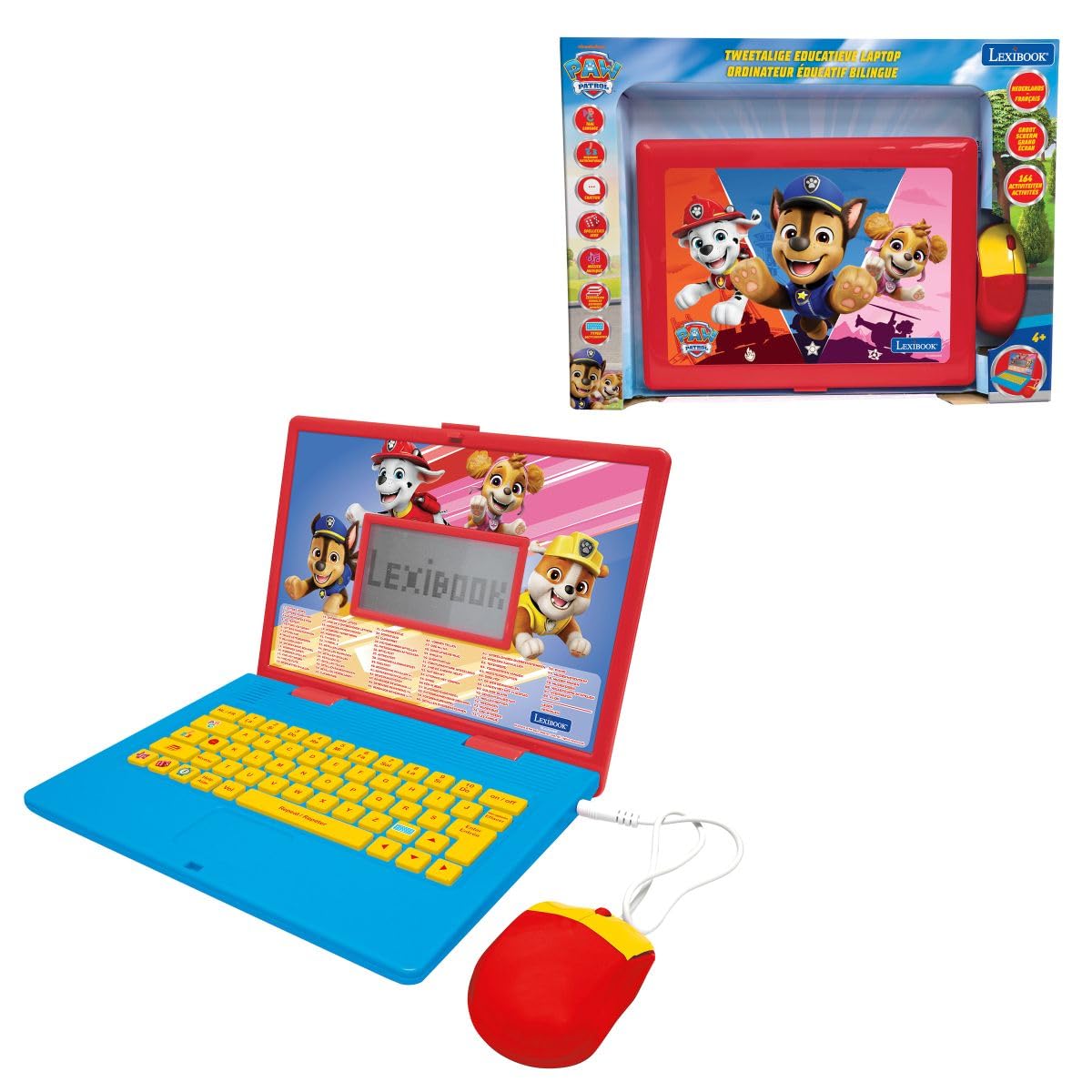 Lexibook, Psi Patrol, dwujęzyczny, francuski i holenderski laptop edukacyjny, 164 zajęcia, matematyka, gry logiczne, czerwony/niebieski, JC601PAi10LXB