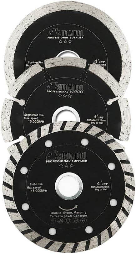 SHDIATOOL 15 Pieces 4-1/2 Inch Diamond Saw Blades Cutting Discs Set for 7/8" or 5/8" Arbor