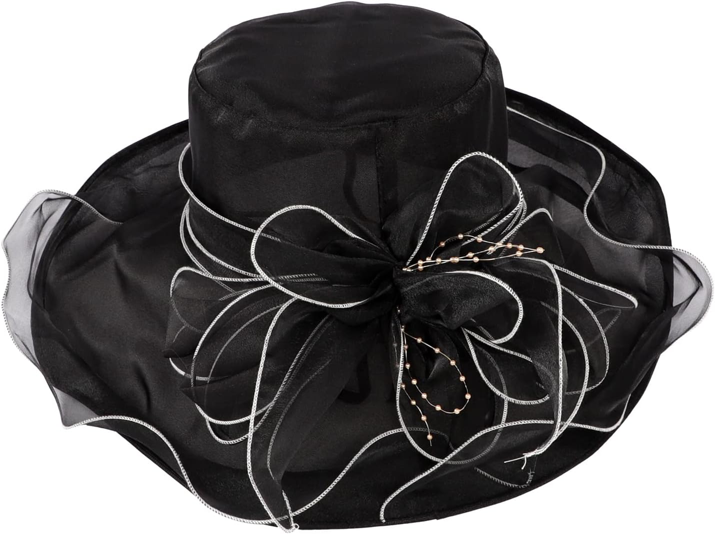 Derby Church Dress Hat for Women Yellow Fascinator Bridal Tea Party Wedding Hat Wide Brim Organza Bowler Hats Cloche Hat