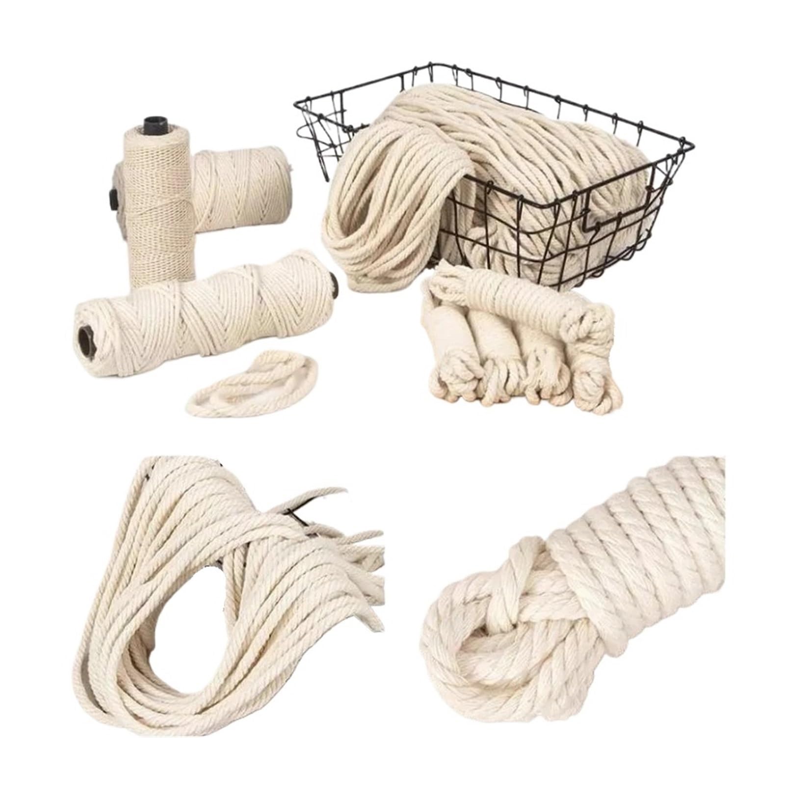 Cotton Twine String, Macrame Cotton Cord Thread For DIY Crafts Natural Color 1-10mm Diameter(2mm 100meter)