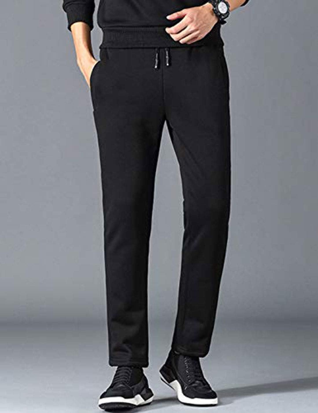 Yeokou Mens Winter Warm Sherpa Lined Active Thermal Jogger Fleece Sweatpants Pant - Image 3