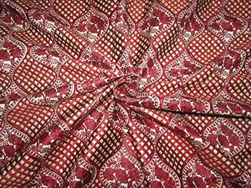 Puresilks BRO698 Tissu brocart Bordeaux X métallique Doré 111,8 cm
