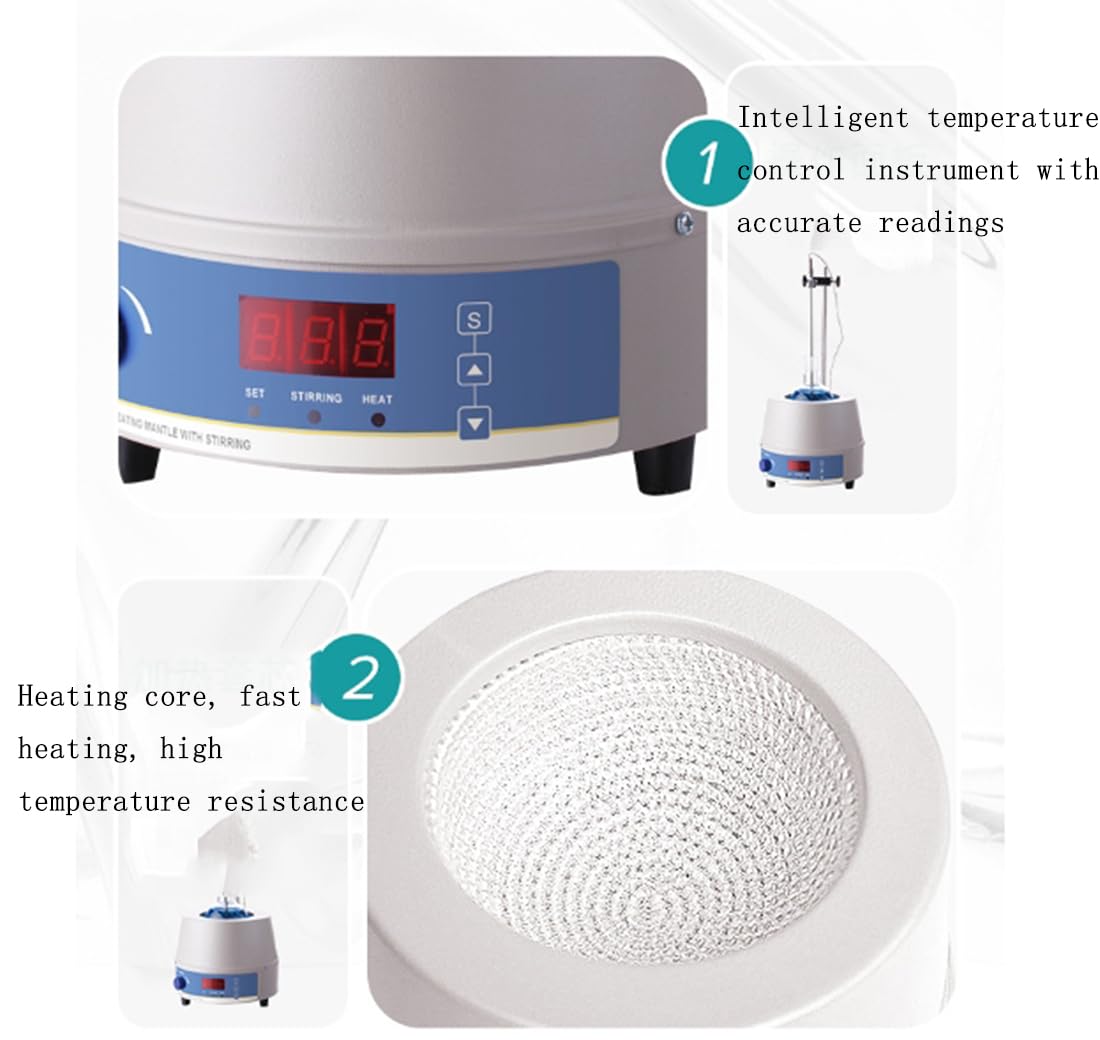Manta Calefactora Eléctrica De Laboratorio con Agitador Magnético, Calentador Termostático De Laboratorio con Sonda De Control De Temperatura, Manta Calefactora De 500 Ml